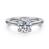 Nola - 14K White Gold Round Lotus Diamond Engagement Ring