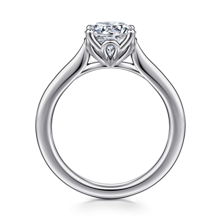 Nola - 14K White Gold Round Lotus Diamond Engagement Ring - Shot 2