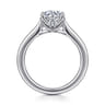 Nola - 14K White Gold Round Lotus Diamond Engagement Ring
