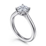 Nola - 14K White Gold Round Lotus Diamond Engagement Ring