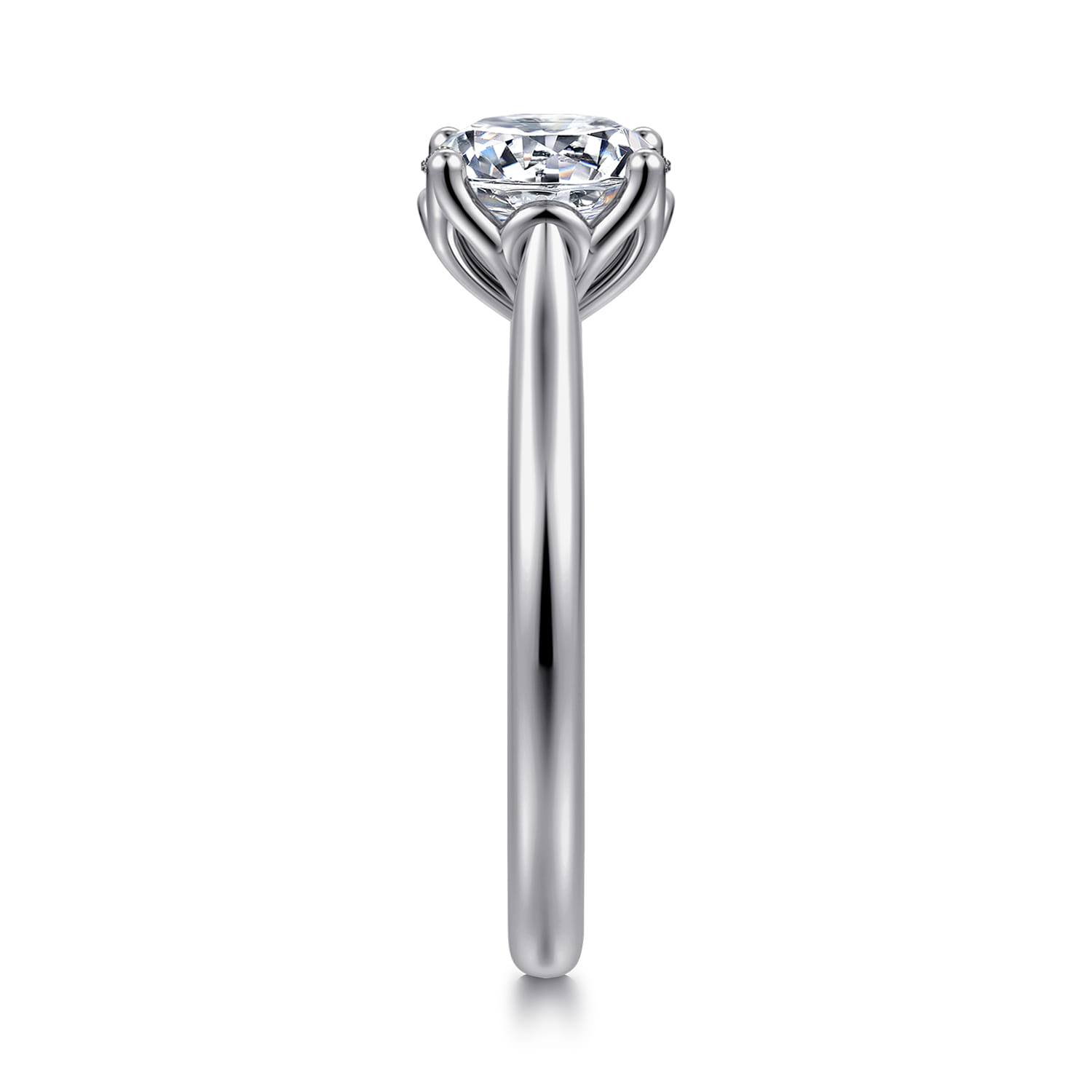 Nola - 14K White Gold Round Lotus Diamond Engagement Ring - Shot 4