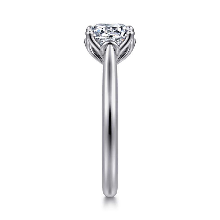 Nola - 14K White Gold Round Lotus Diamond Engagement Ring - Shot 4