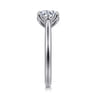 Nola - 14K White Gold Round Lotus Diamond Engagement Ring