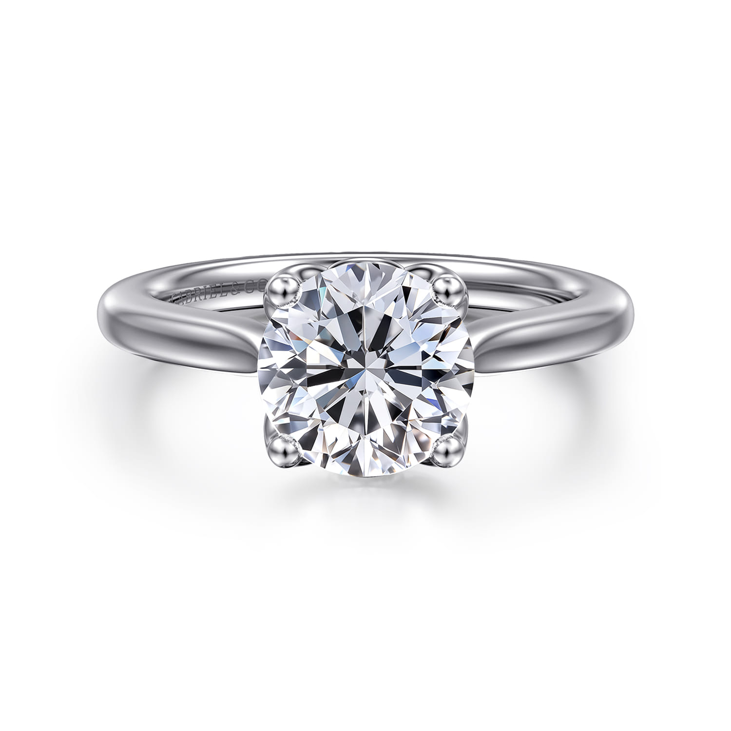 Nola - 14K White Gold Round Lotus Diamond Engagement Ring - Shot 1