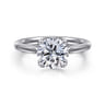 Nola - 14K White Gold Round Lotus Diamond Engagement Ring