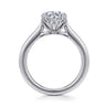 Nola - 14K White Gold Round Lotus Diamond Engagement Ring