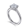 Nola - 14K White Gold Round Lotus Diamond Engagement Ring