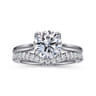 Nola - 14K White Gold Round Lotus Diamond Engagement Ring