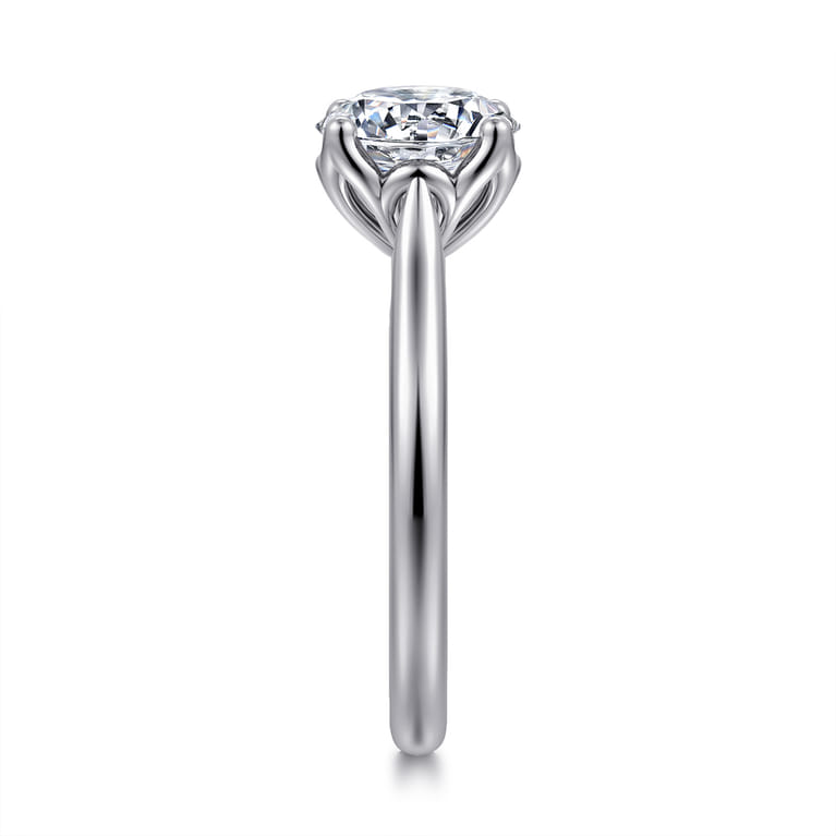 Nola - 14K White Gold Round Lotus Diamond Engagement Ring - Shot 5