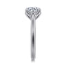 Nola - 14K White Gold Round Lotus Diamond Engagement Ring