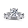 Nelia - 14K White Gold Round Lotus Diamond Engagement Ring
