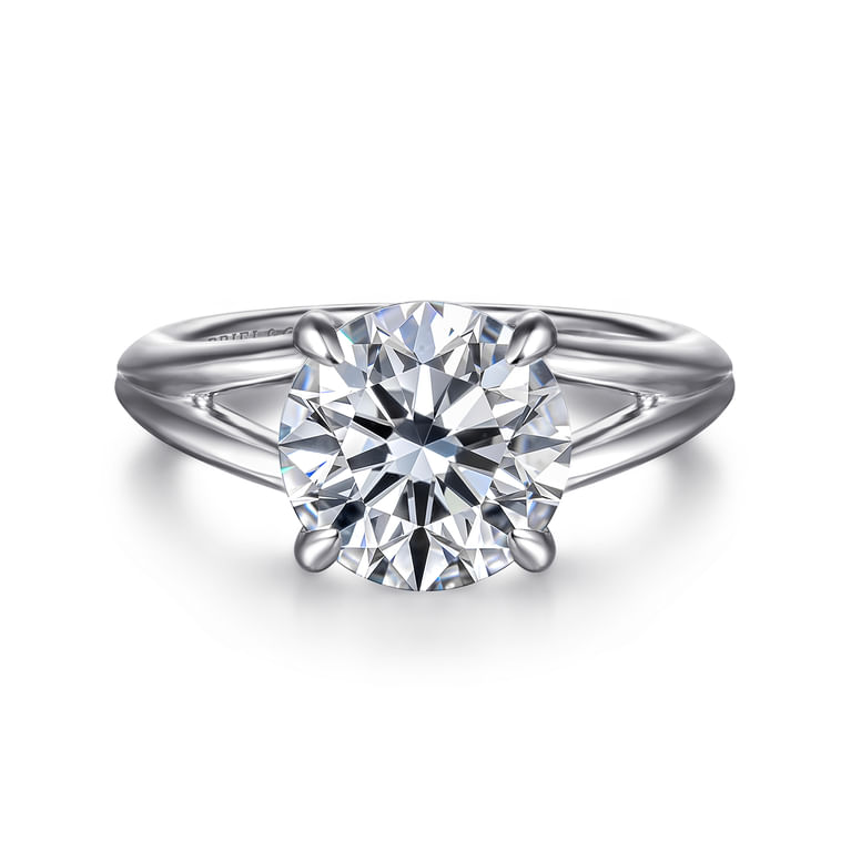Annie - 14K White Gold Split Shank Round Diamond Engagement Ring