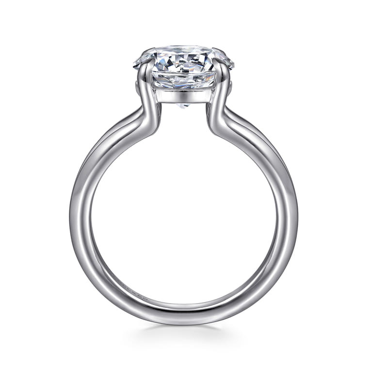 Annie - 14K White Gold Split Shank Round Diamond Engagement Ring - Shot 2