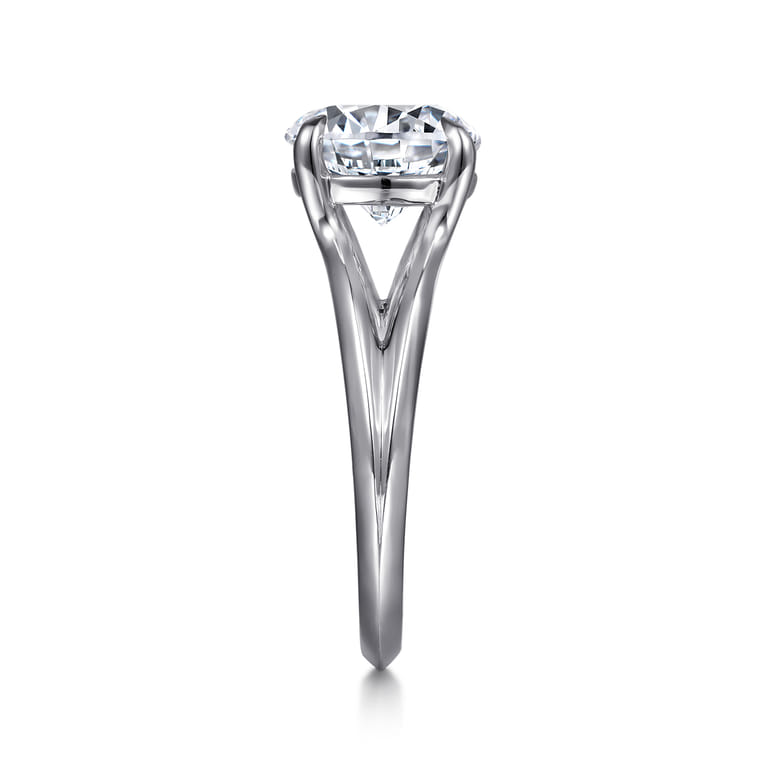 Annie - 14K White Gold Split Shank Round Diamond Engagement Ring - Shot 4