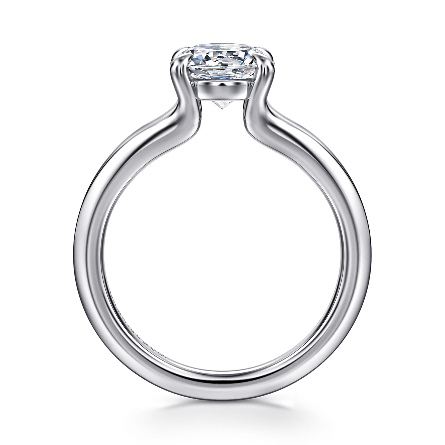 Annie - 14K White Gold Split Shank Round Diamond Engagement Ring - Shot 2