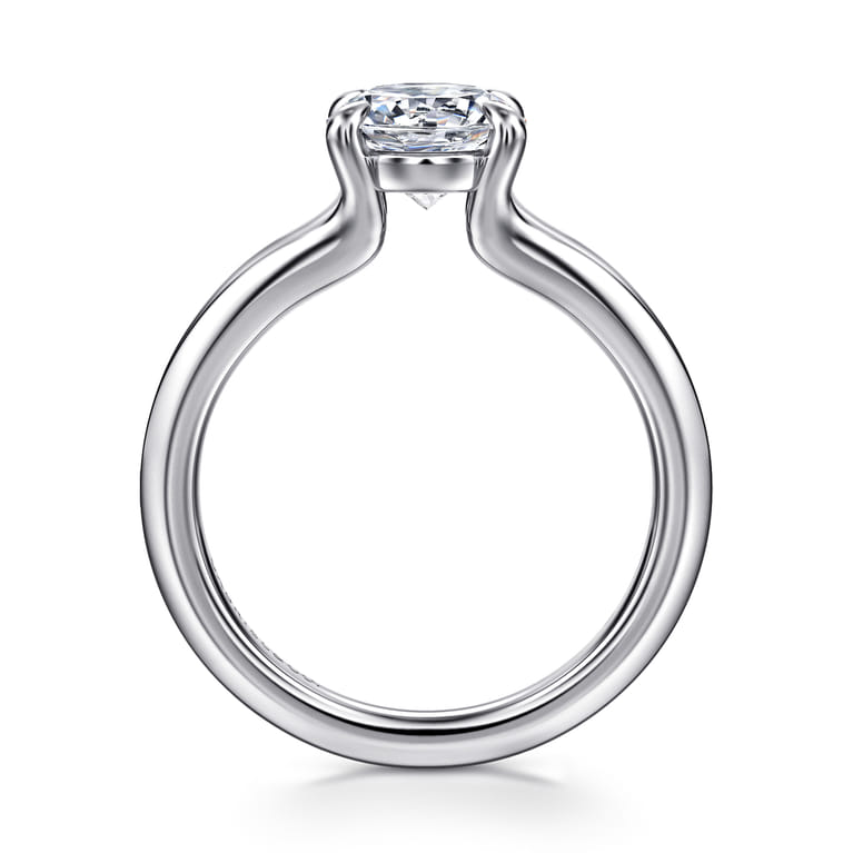Annie - 14K White Gold Split Shank Round Diamond Engagement Ring - Shot 2