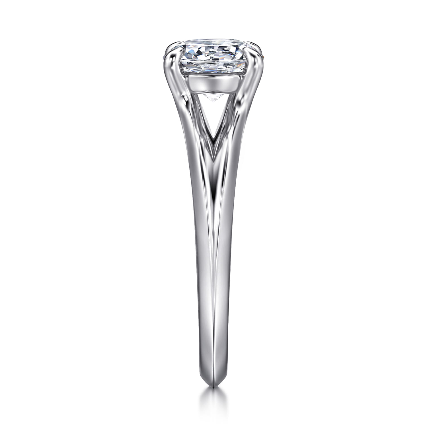 Annie - 14K White Gold Split Shank Round Diamond Engagement Ring - Shot 4