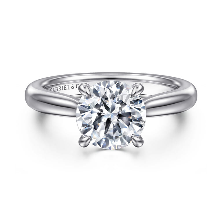 Bena - 14K White Gold Round Solitaire Diamond Engagement Ring - Shot 1