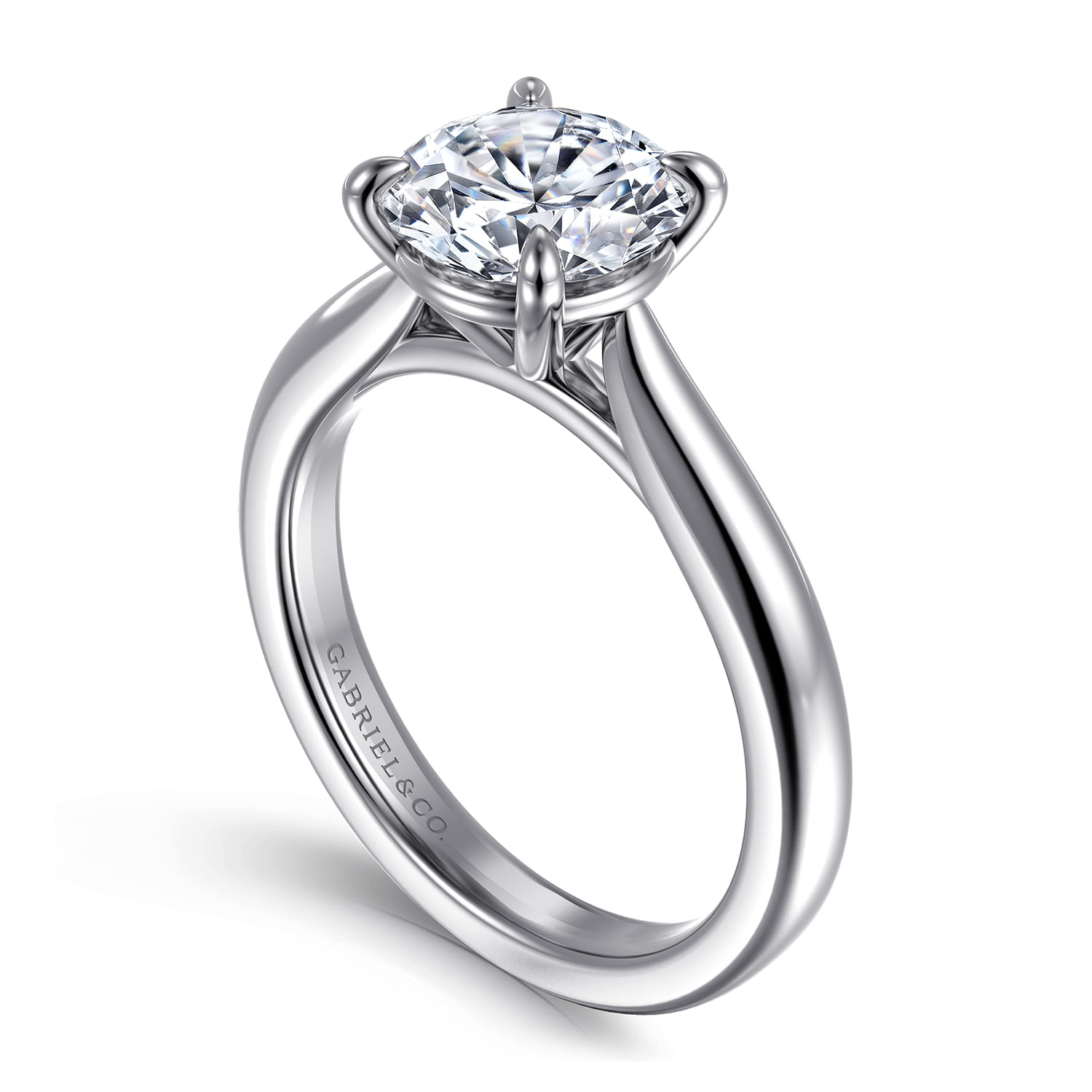 Bena - 14K White Gold Round Solitaire Diamond Engagement Ring - Shot 3