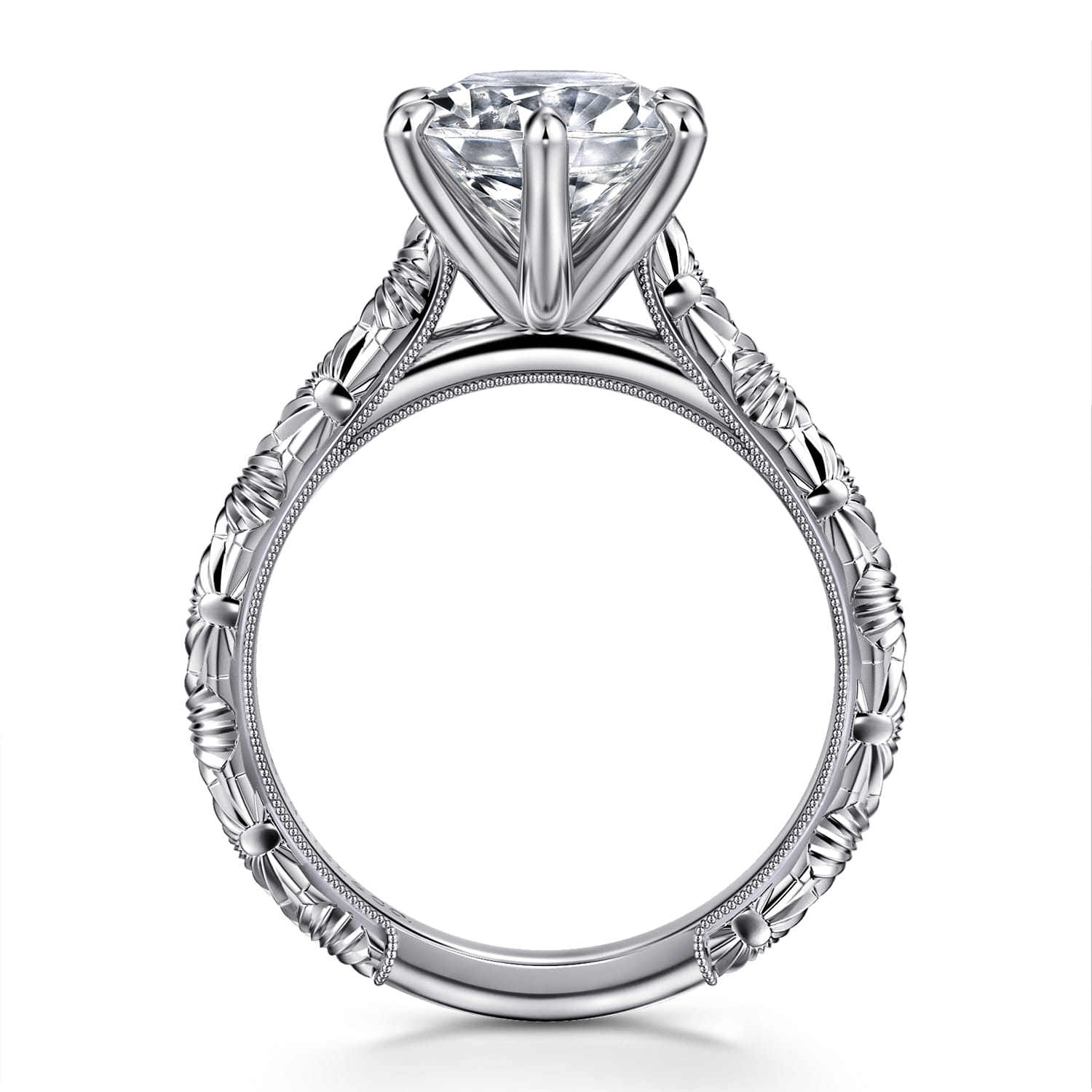 Isolde - 14K White Gold Round Solitaire Diamond Engagement Ring - Shot 2