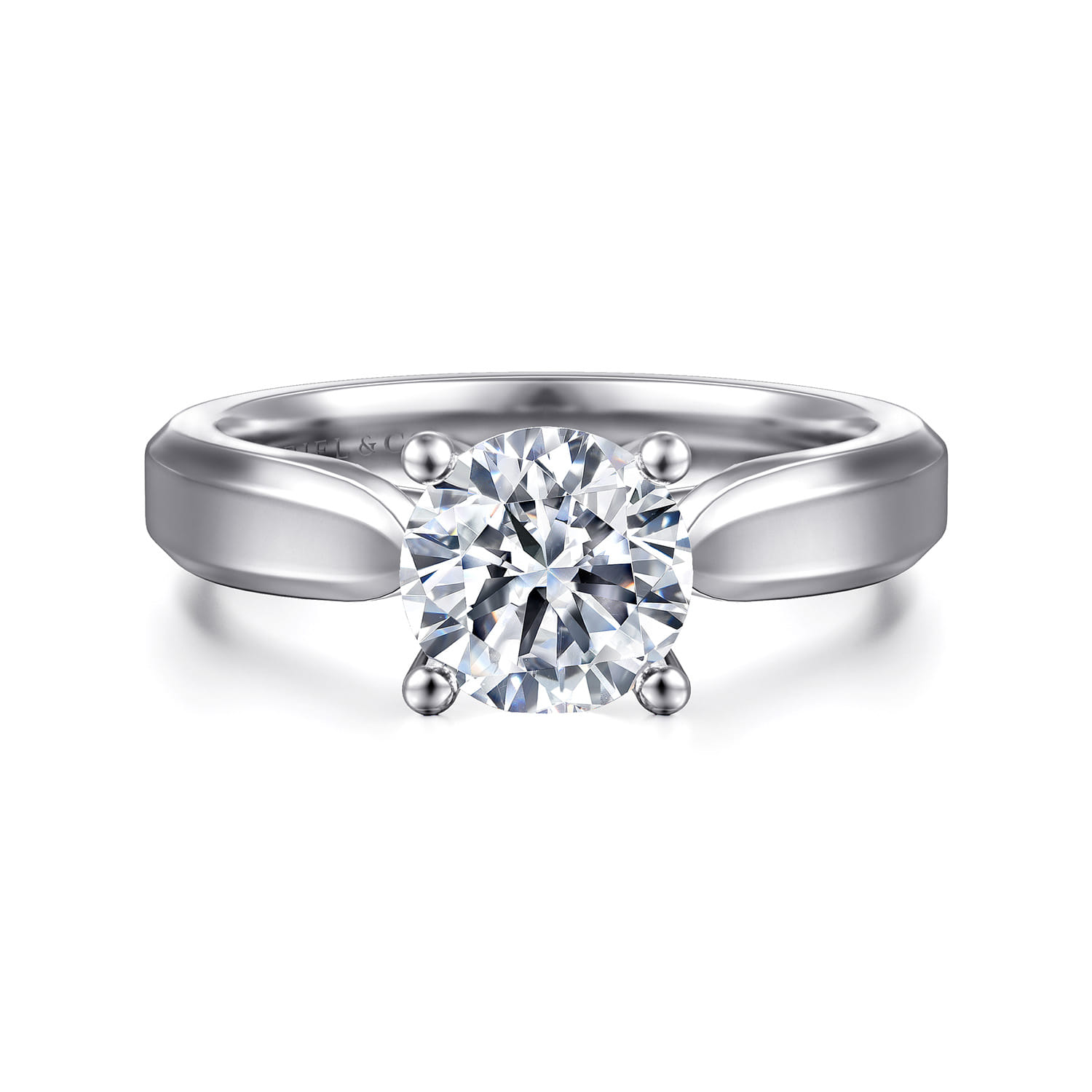 Jamie - 14K White Gold Round Diamond Engagement Ring - Shot 1