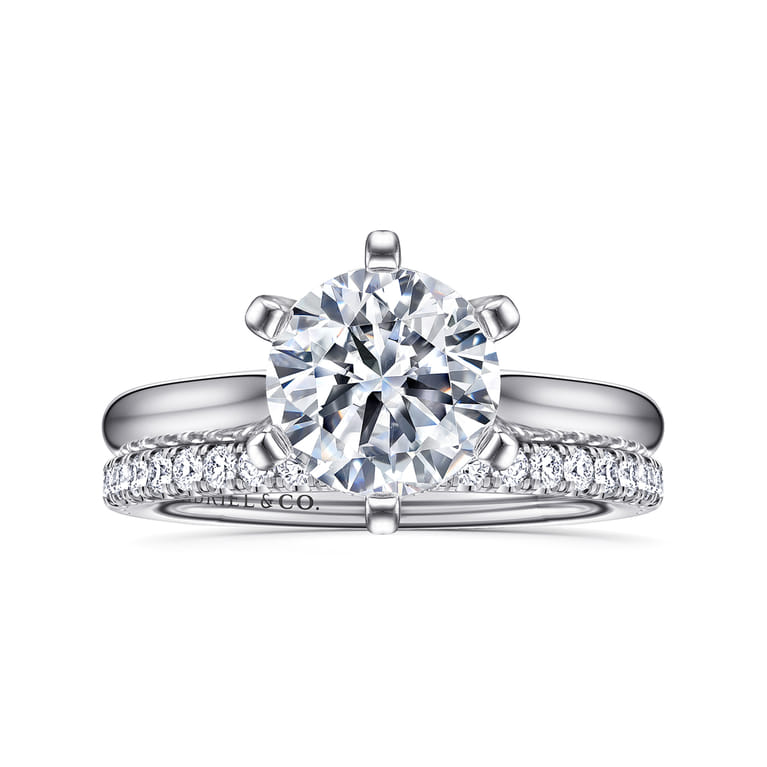 Allie - 14K White Gold Round Diamond Engagement Ring - Shot 4