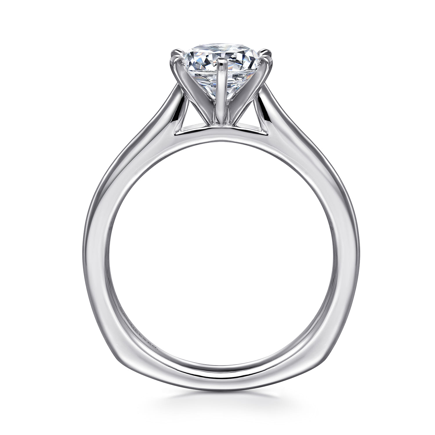 Allie - 14K White Gold 6 Prong Round Diamond Engagement Ring - Shot 2