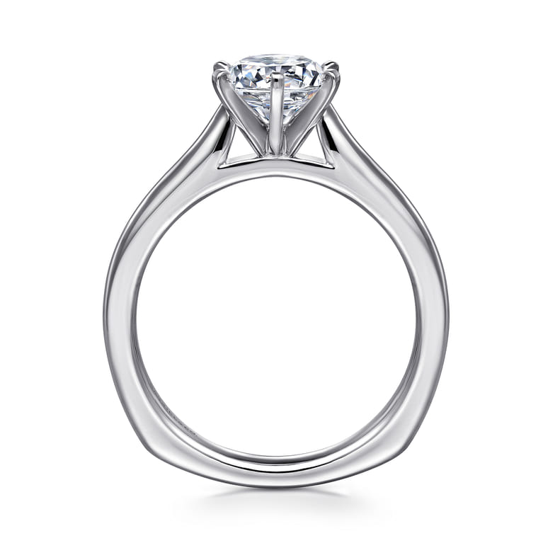Allie - 14K White Gold 6 Prong Round Diamond Engagement Ring - Shot 2