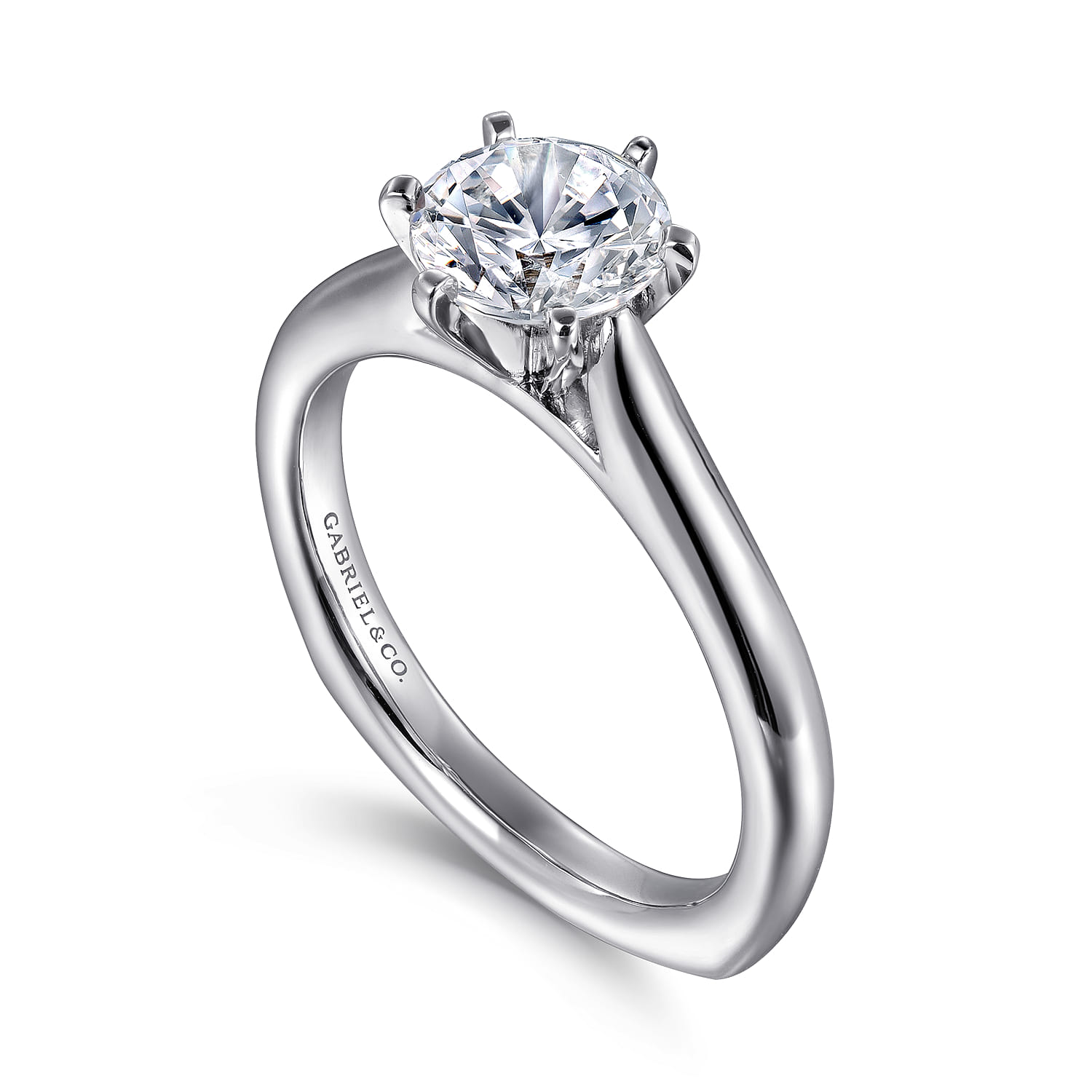 Allie - 14K White Gold 6 Prong Round Diamond Engagement Ring - Shot 3