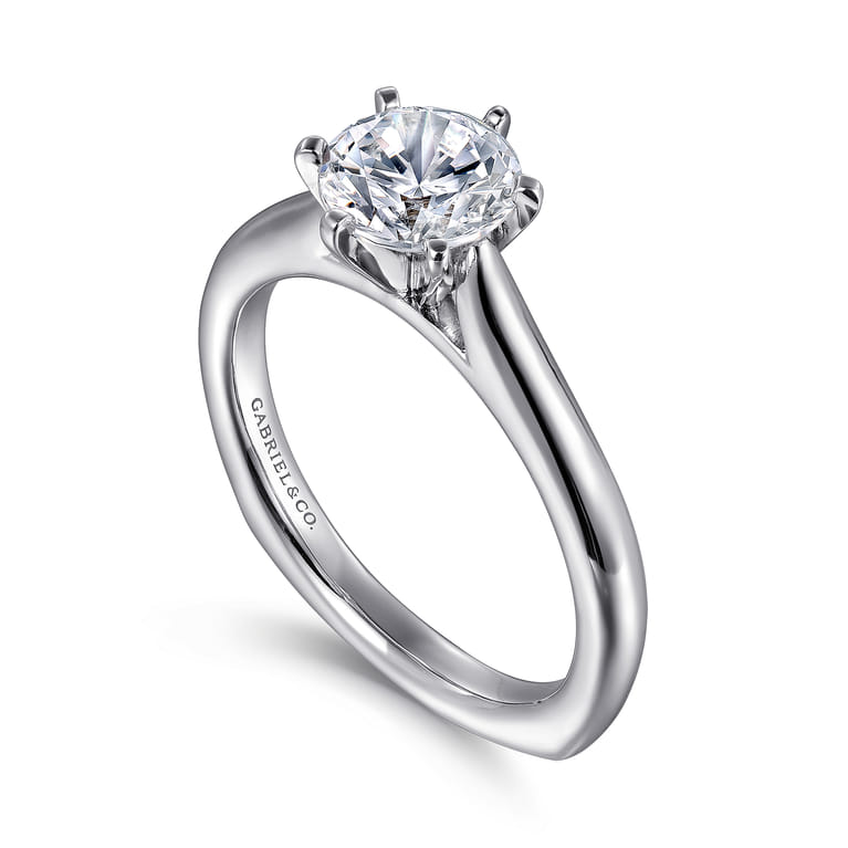 Allie - 14K White Gold 6 Prong Round Diamond Engagement Ring - Shot 3