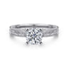 Maura - Vintage Inspired 14K White Gold Round Solitaire Engagement Ring