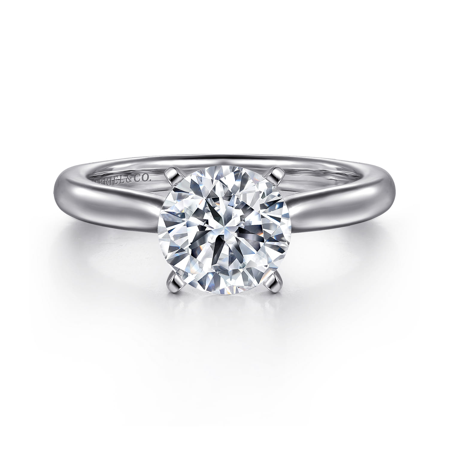 Lauren - 14K White Gold Round Solitaire Diamond Engagement Ring - Shot 1