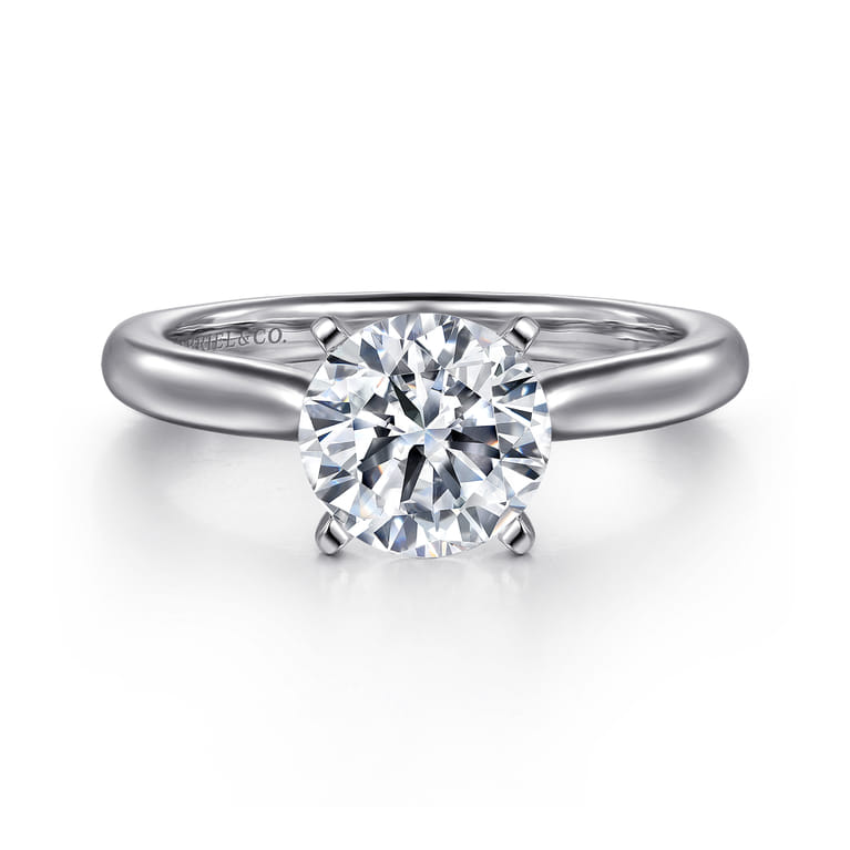 Lauren - 14K White Gold Round Solitaire Diamond Engagement Ring - Shot 1