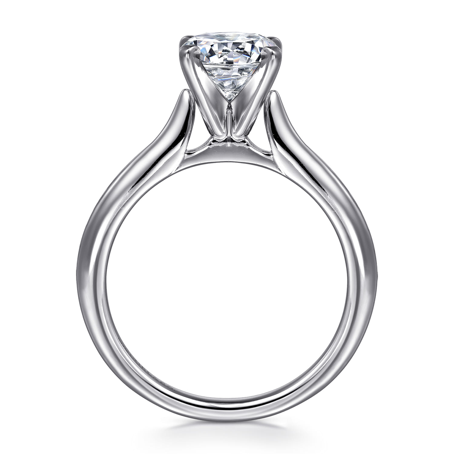 Lauren - 14K White Gold Round Solitaire Diamond Engagement Ring - Shot 2