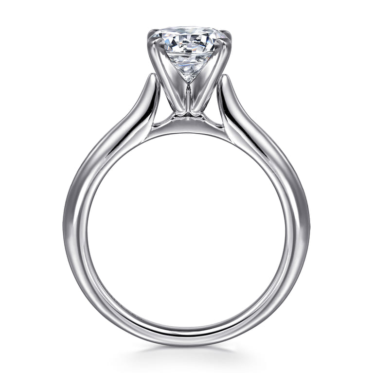 Lauren - 14K White Gold Round Solitaire Diamond Engagement Ring - Shot 2