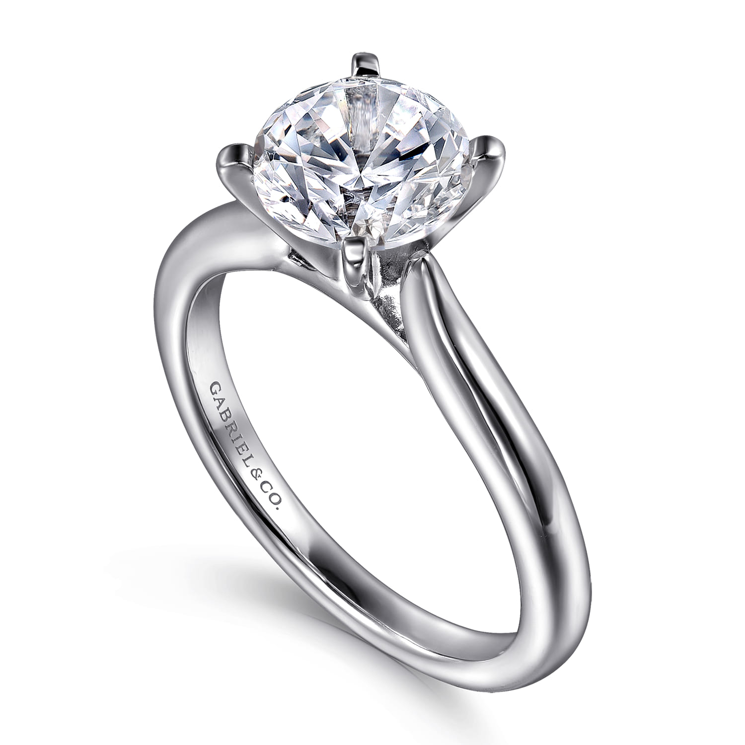Lauren - 14K White Gold Round Solitaire Diamond Engagement Ring - Shot 3