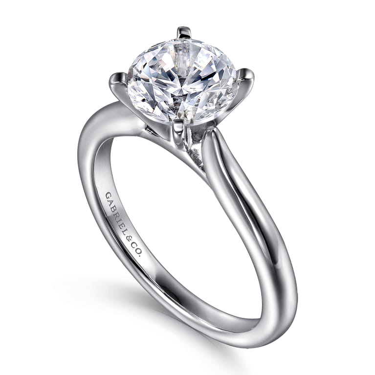 Lauren - 14K White Gold Round Solitaire Diamond Engagement Ring - Shot 3