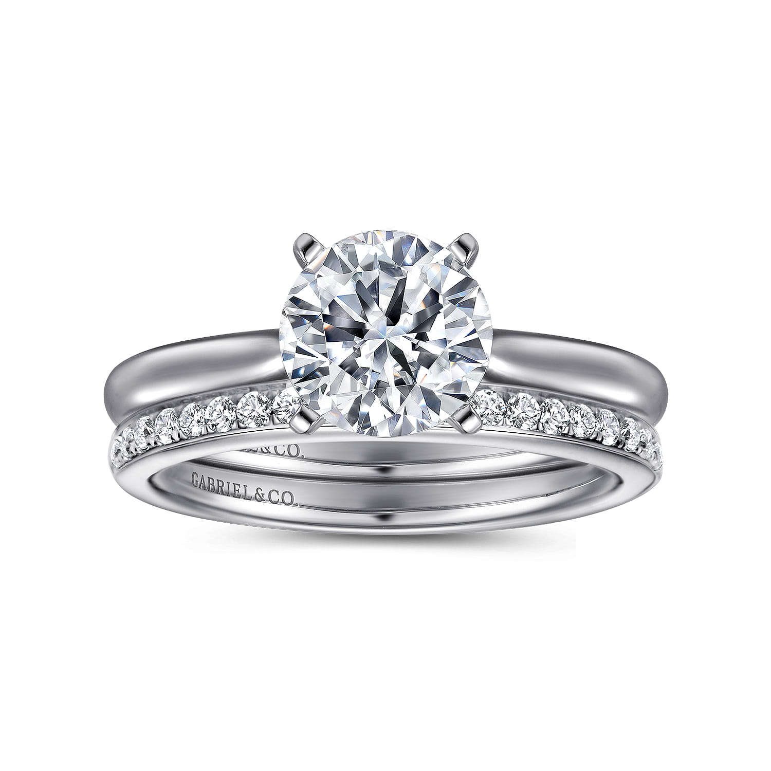 Lauren - 14K White Gold Round Solitaire Diamond Engagement Ring - Shot 4