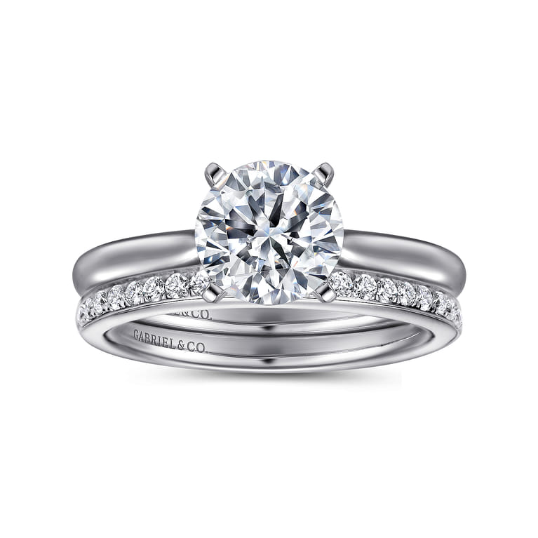 Lauren - 14K White Gold Round Solitaire Diamond Engagement Ring - Shot 4