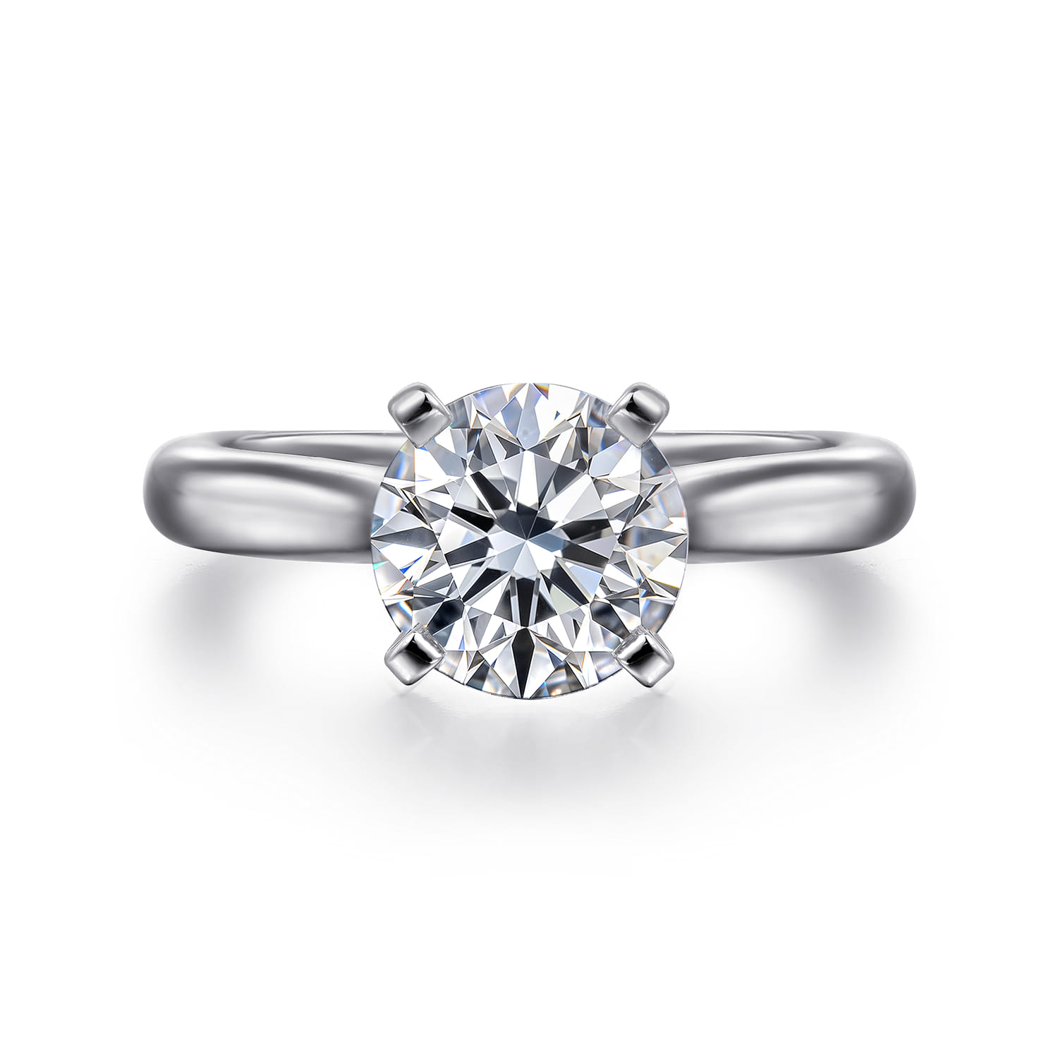 Lauren - 14K White Gold Round Diamond Engagement Ring - Shot 1