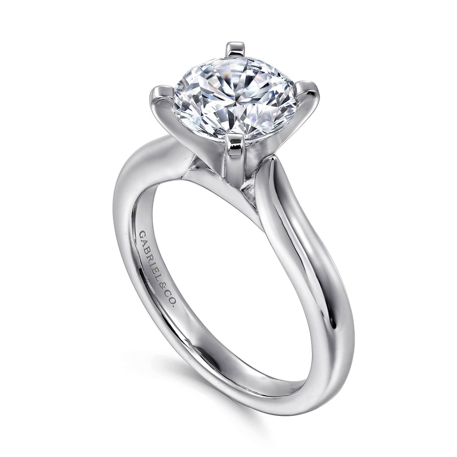Lauren - 14K White Gold Round Diamond Engagement Ring - Shot 3