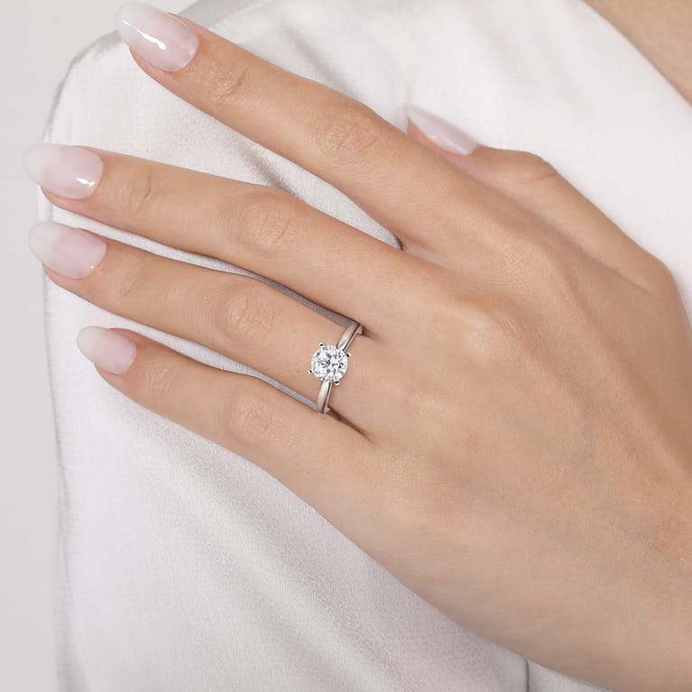 Lauren - 14K White Gold Round Diamond Engagement Ring - Shot 6