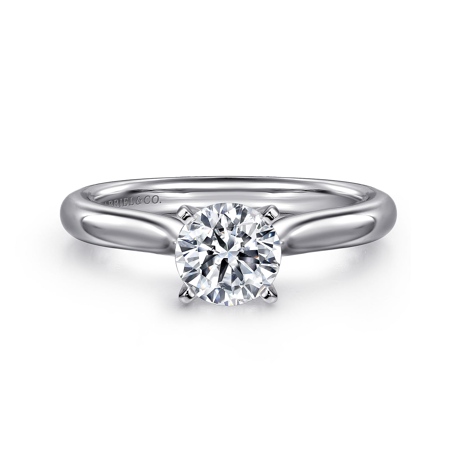Lauren - 14K White Gold Round Diamond Engagement Ring - Shot 1