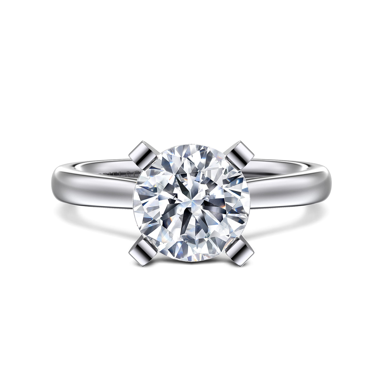 Michelle - 14K White Gold Round Diamond Engagement Ring - Shot 1
