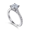 Alma - Vintage Inspired 14K White Gold Round Solitaire Engagement Ring