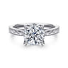 Lapis - Vintage Inspired 14K White Gold Round Solitaire Diamond Engagement Ring