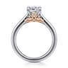 Nelia - 14K White-Rose Gold Cushion Cut Lotus Diamond Engagement Ring