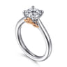 Nelia - 14K White-Rose Gold Cushion Cut Lotus Diamond Engagement Ring