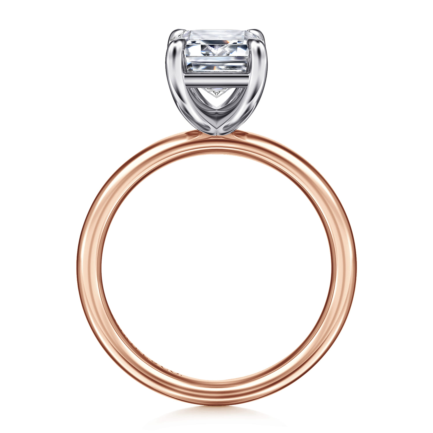 Unite - 14K White-Rose Gold Emerald Cut Solitaire Diamond Engagement Ring - Shot 2