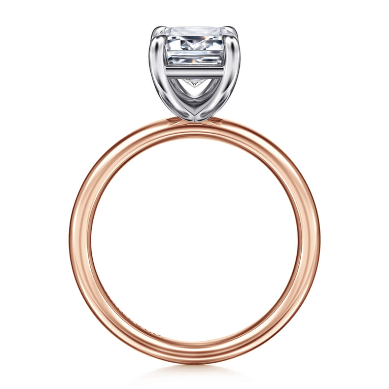 Unite - 14K White-Rose Gold Emerald Cut Solitaire Diamond Engagement Ring - Shot 2